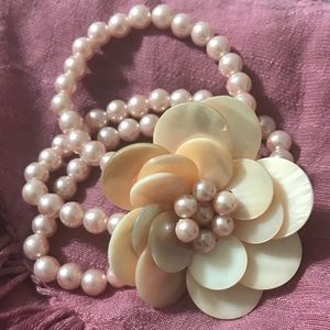 Women's flower pearl stretchy bracelet